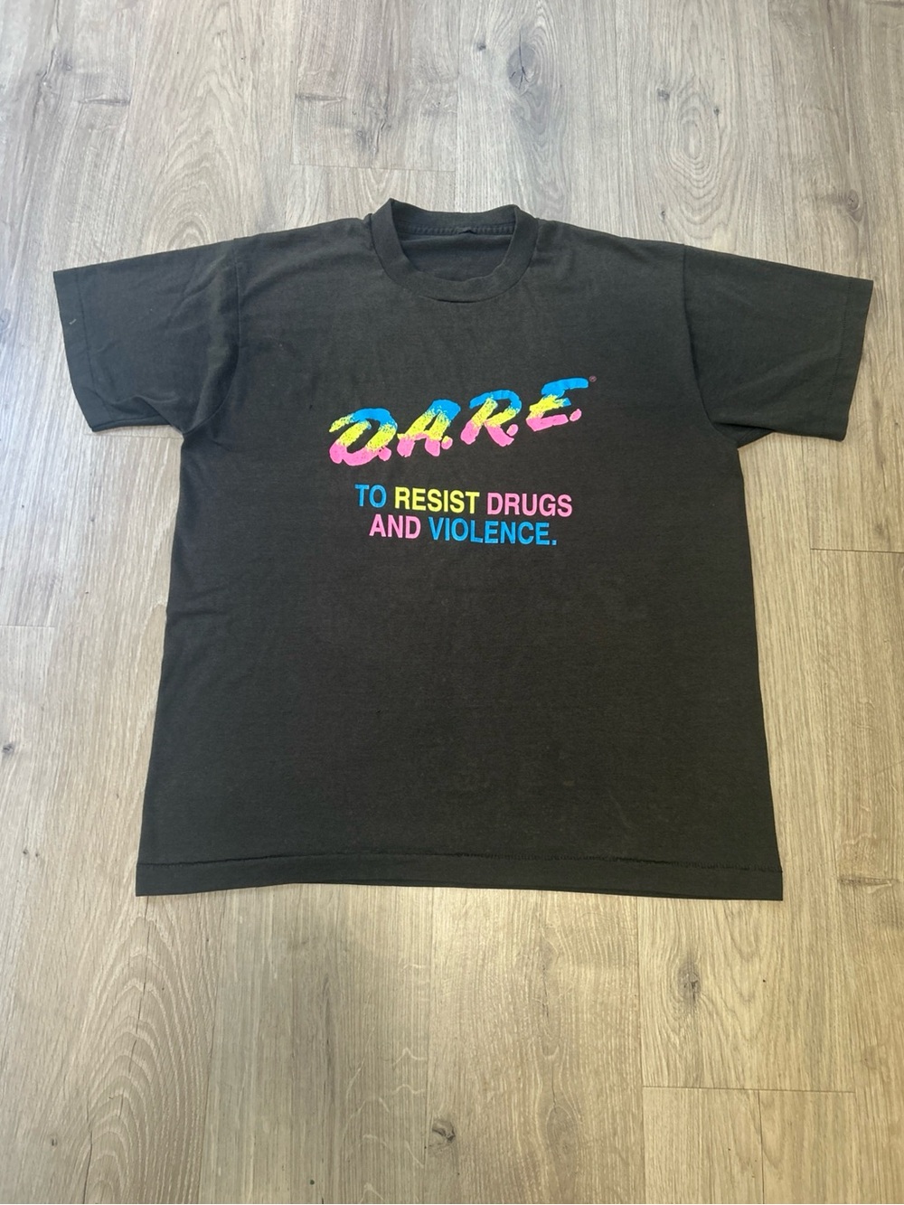 Vintage 80’s DARE Black Graphic Tee - Multicolor Logo
